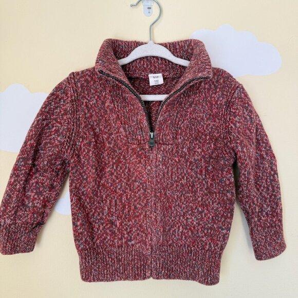 Gap Half Zip Knit Sweater Heather Red Toddler Boy Size 2T - Picture 2 of 6